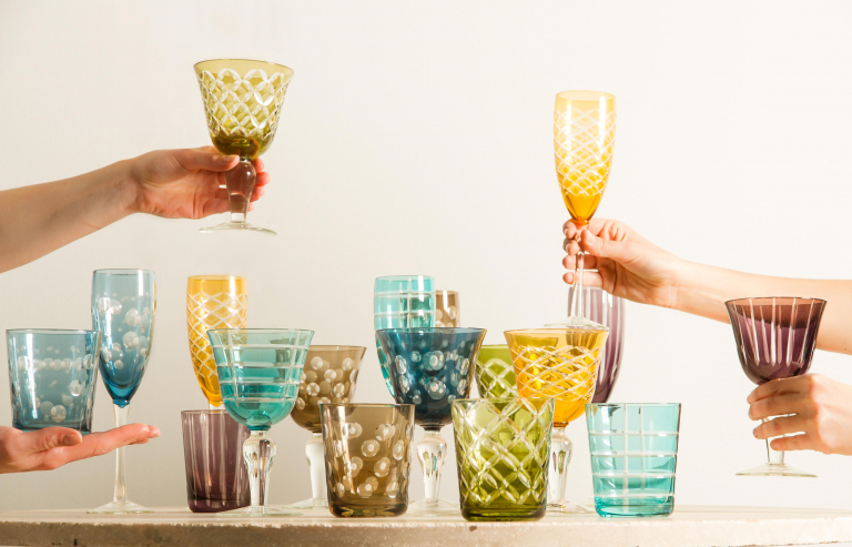 POLSPOTTEN Multicolour Cuttings champagneglas set van 6
