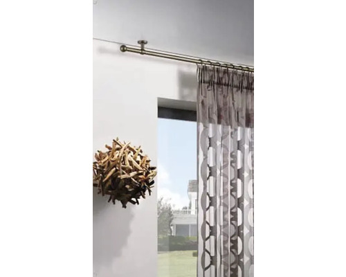 Uitschuifbare gordijnroedeset, 2-in-1, RVS-look, 120-210 cm, Ø 16/19 mm