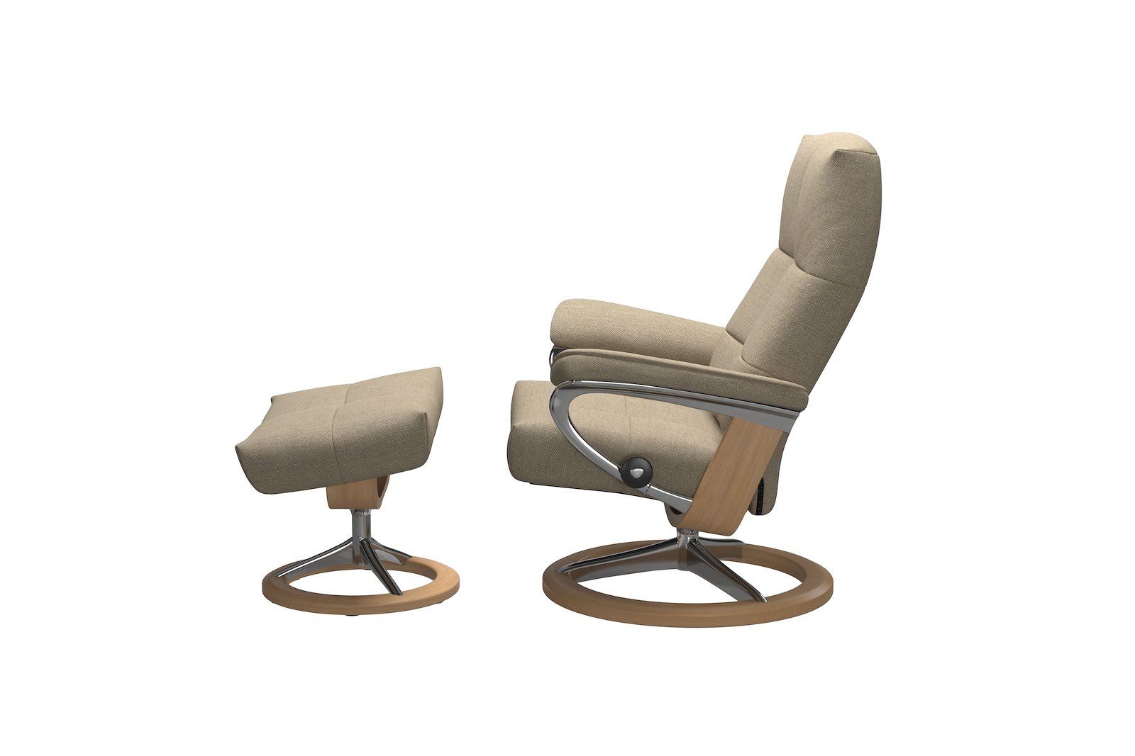 David lenestol med krakk Tekstil Peony Beige - Signature Chrome - Eik