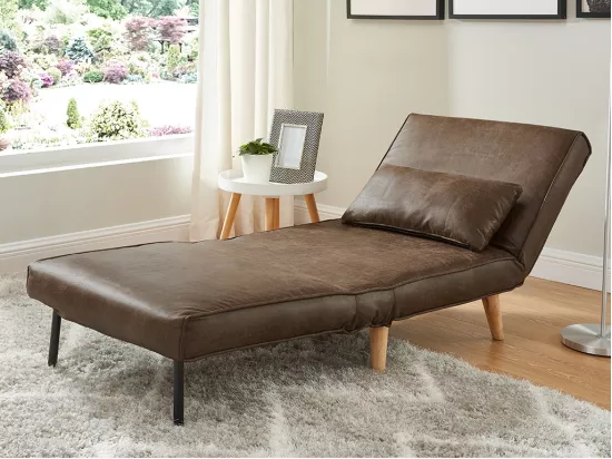 Fauteuil convertible POSIO en microfibre vieillie - Marron