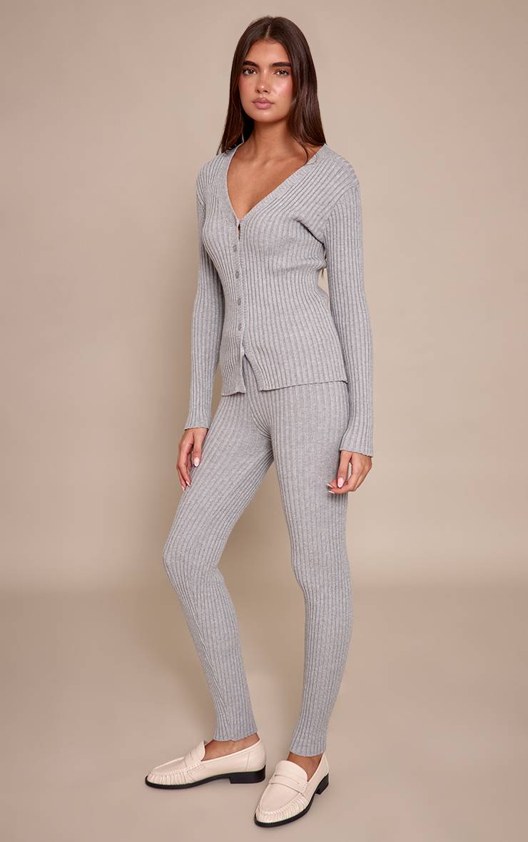 Gris Legging Côtelé En Maille