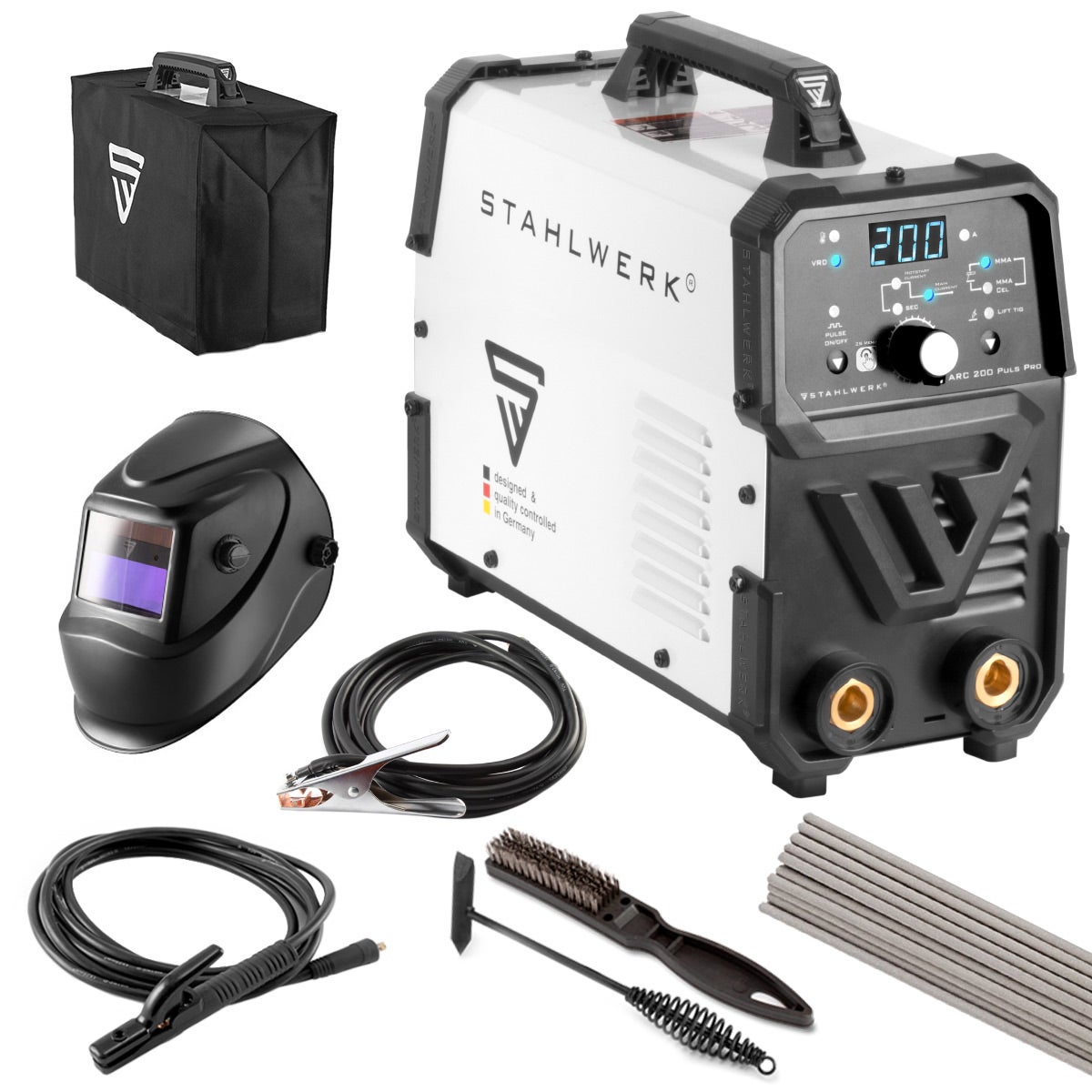 STAHLWERK Elektrodelasapparaat ARC 200 Puls Pro Volledige uitrusting