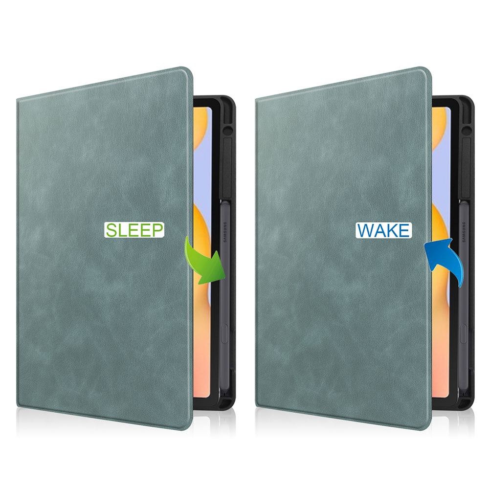 Samsung Galaxy Tab S6 Lite (2024/2022/2020) Leder Tasche Flip Cover S-Pen Halterung - Grün