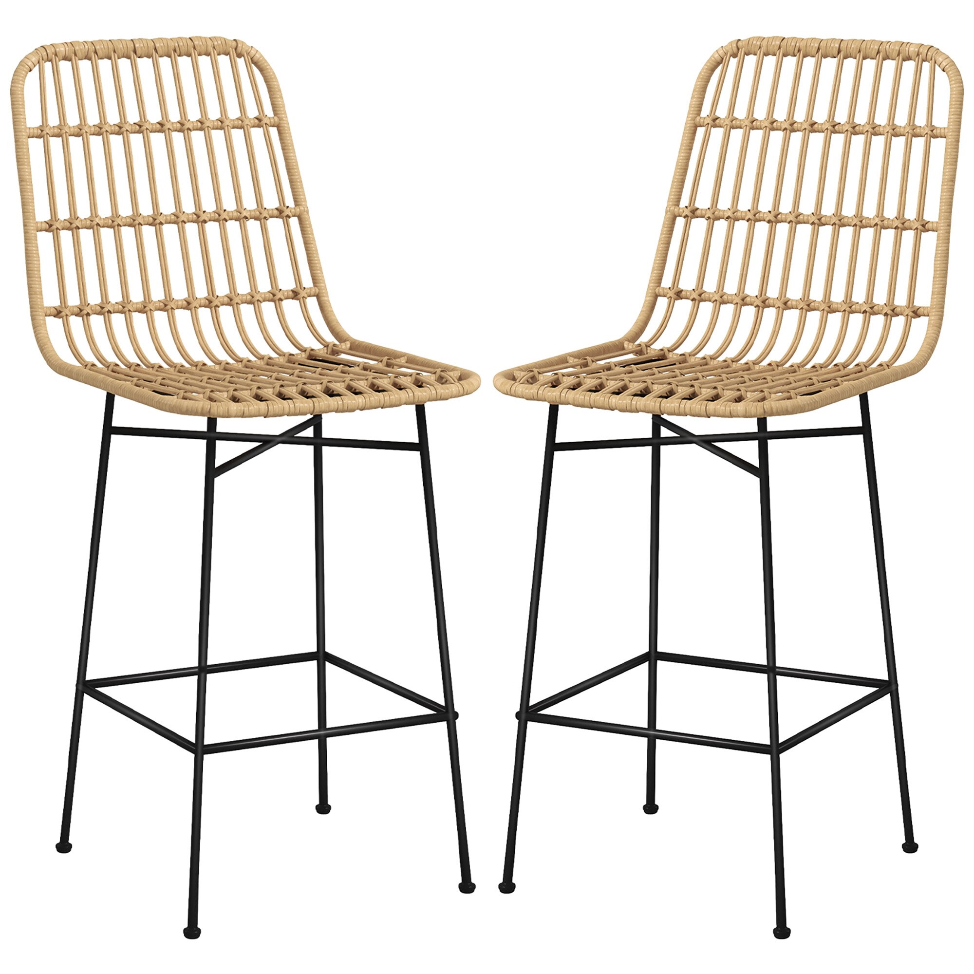 HOMCOM Barhocker mit offenem Sitzgeflecht gelb 45L x 53,5B x 105H cm