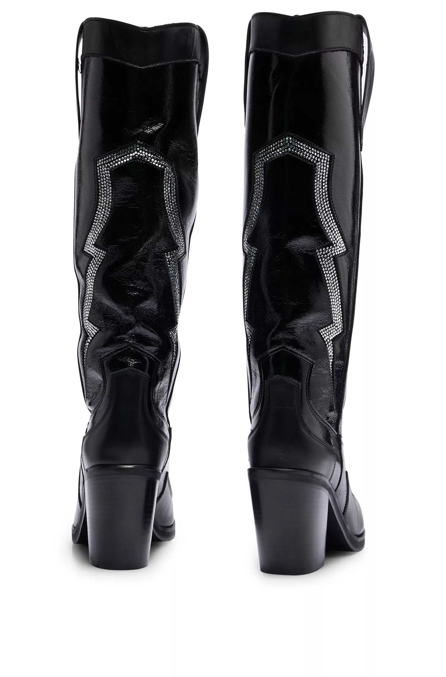 Botas HUGO Red-Cowboy em couro napa com detalhes em cristal.