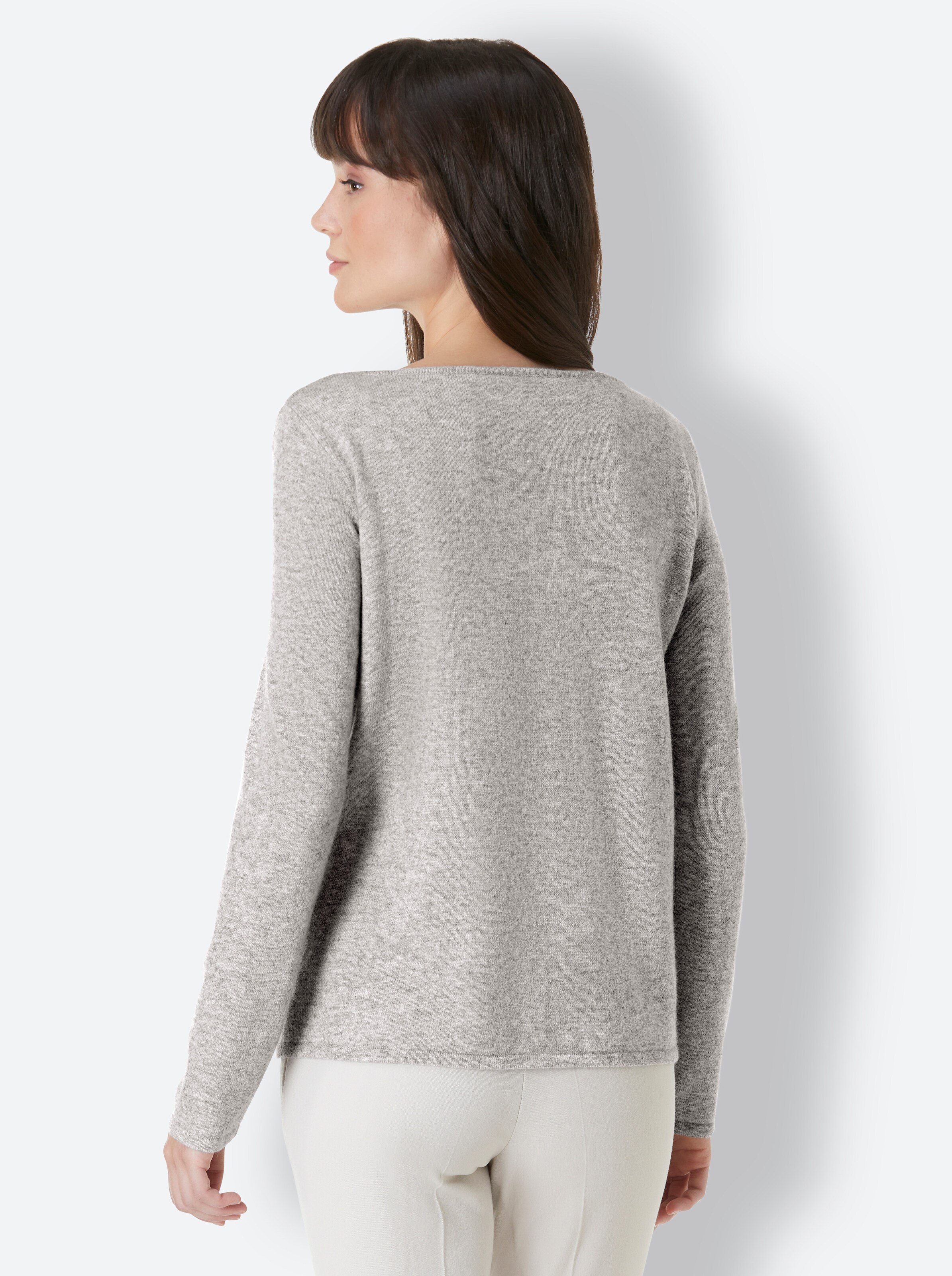 heine U-Boot-Pullover in grau-ecru