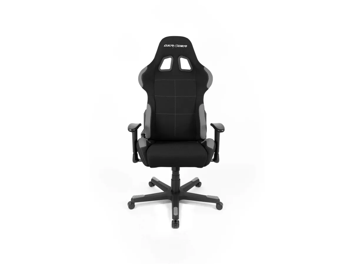 DXRacer Formula Series OH/FD01 - Stol - ergonomisk - høj ryg - armstøtter - T-formet - vippe - drejeled - nylon, polyuretan kunstigt læder, højdensistets støbt skum, stålramme, koldstøbt skum, fabric mesh cover - grå, sort