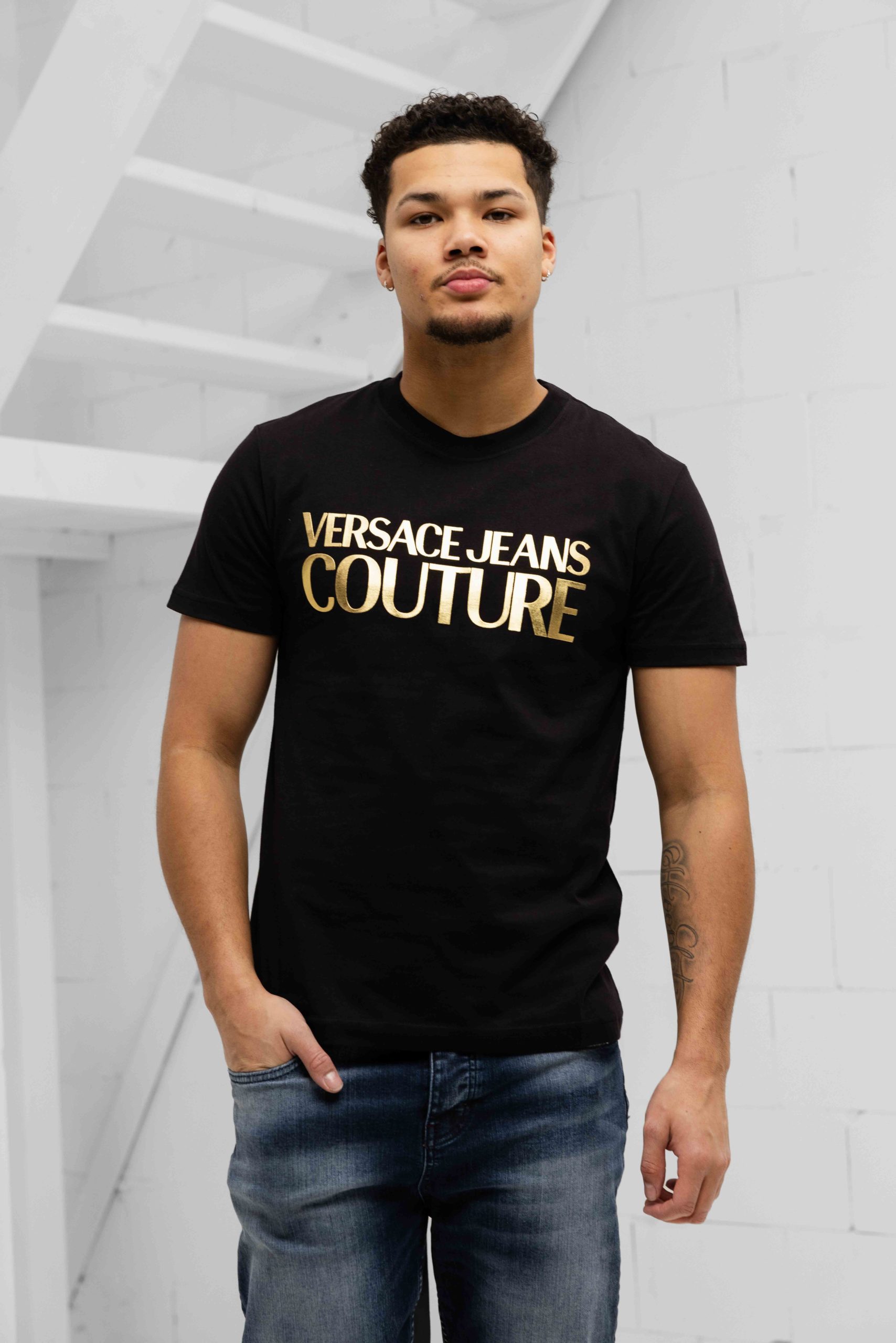 Versace Jeans Couture Logo T-Shirt Heren Zwart/Goud