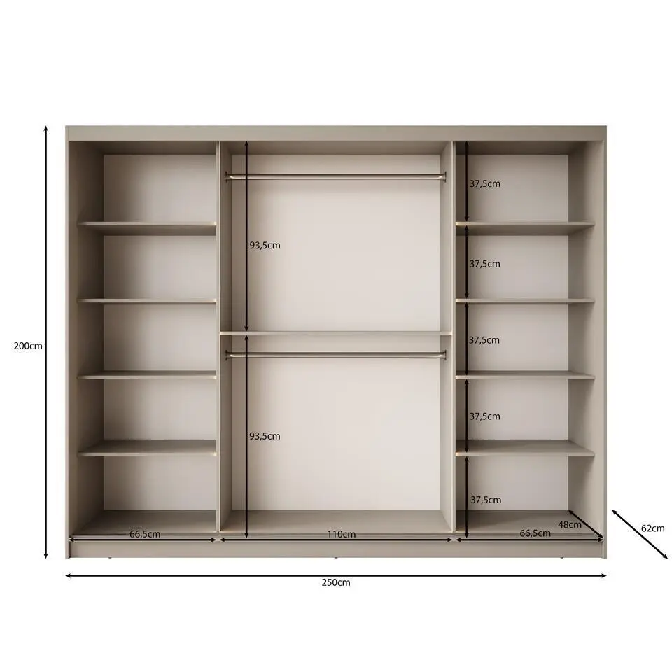 Meubella - Kledingkast Bravanti - Zwart - 250 cm