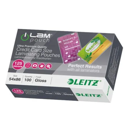 LEITZ 33810 iLAM Heißlaminierfolien, 54 x 86mm, 125mic