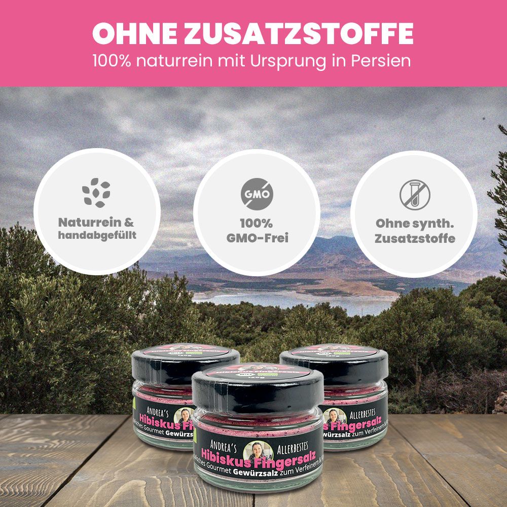 SANUUS® Gourmet Bio Hibiskus Gewürzsalz zum Kochen & Verfeinern