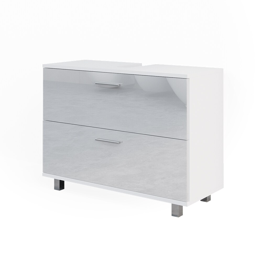 Vicco Waschtischunterschrank Waschbeckenunterschrank Ilias Weiß Hochglanz 80,2 x 60,8 cm Badezimmer