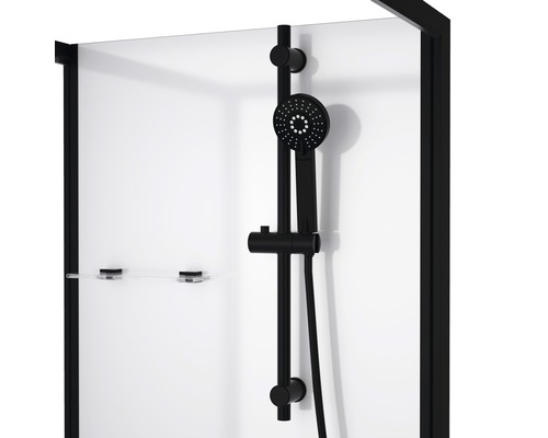 Complete douche Aurlane Multi Place 80 x 80 cm profielkleur zwart helder glas