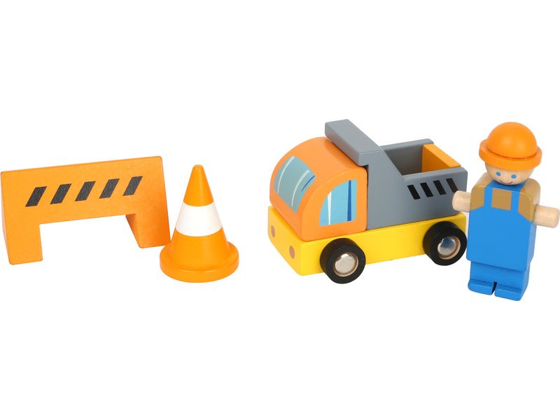small foot Baukran mit Baustellenzubehör Umfangreiches Spielset aus Holz mit grossem Kran und viel Zubehör