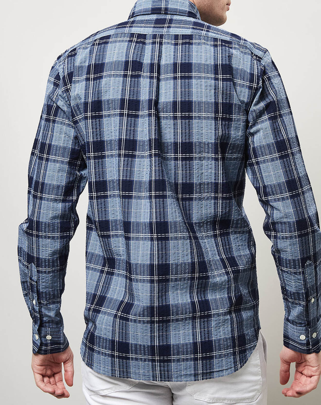 Hartford Chemise regular Pal à carreaux gauffrés bleu/marine