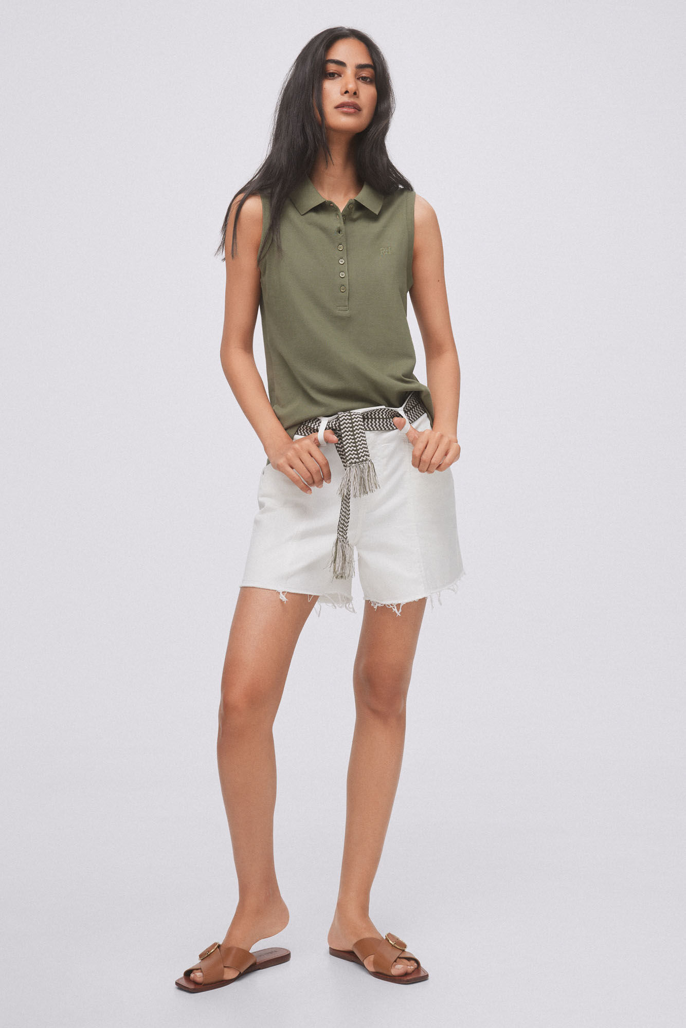 Polo lisa sem mangas - Verde