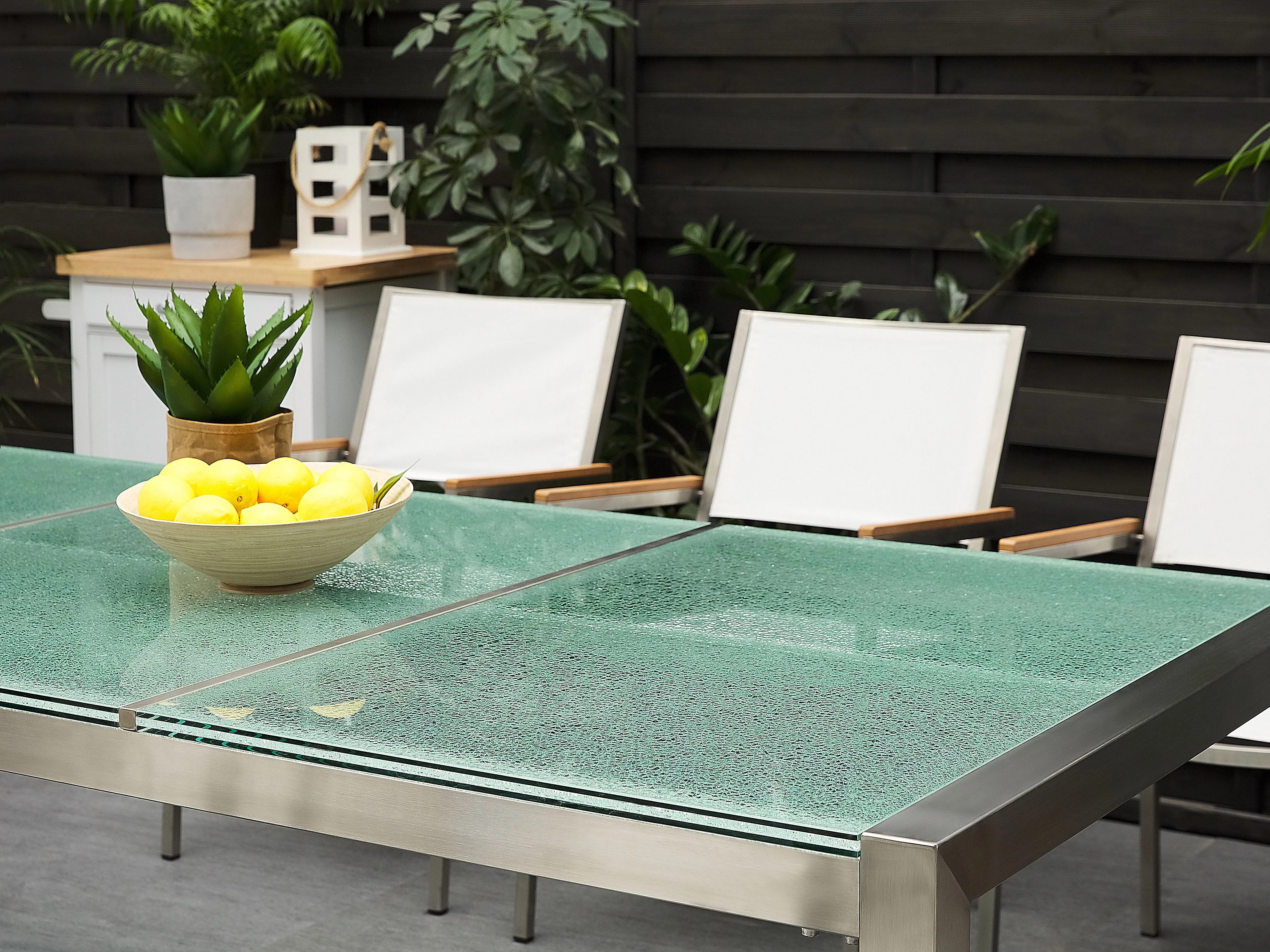 Tuin eettafel GROSSETO 220 cm 100 cm Gebarsten glas Transparant