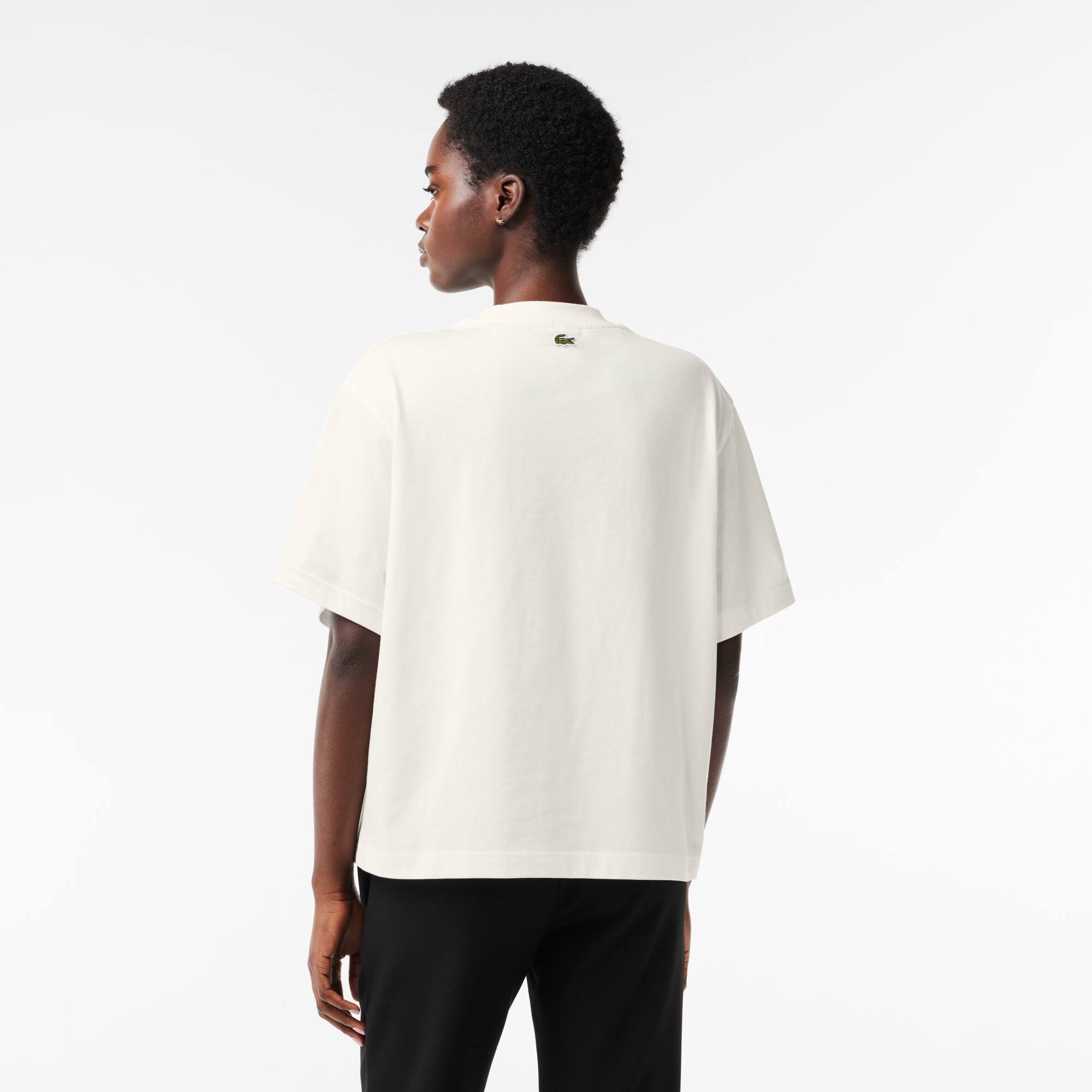 Extraweites T-Shirt aus Baumwolle mit Tennis-Stickerei T-Shirts - Weiss - Lacoste - Damen