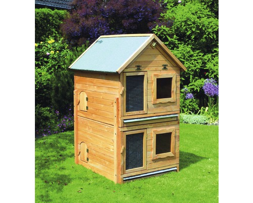 Kleine dierenvilla promadino Maxi met uitschuifbaar hok 82 x 99 x 140 cm gedompeld