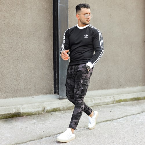 Pantalon Cargo P681 Noir Camo