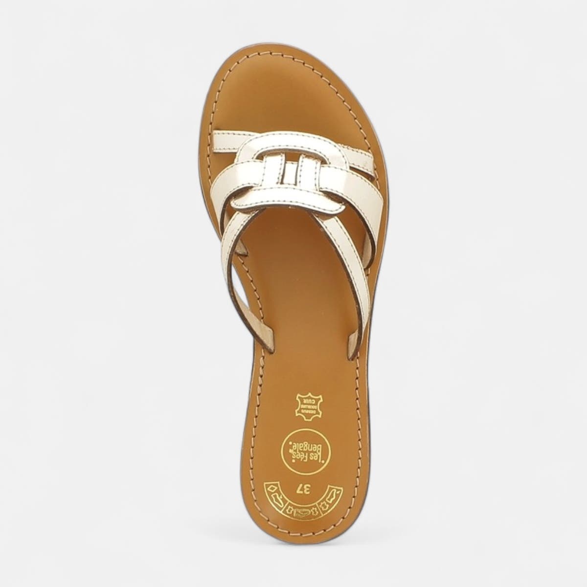Mules Femme en cuir or