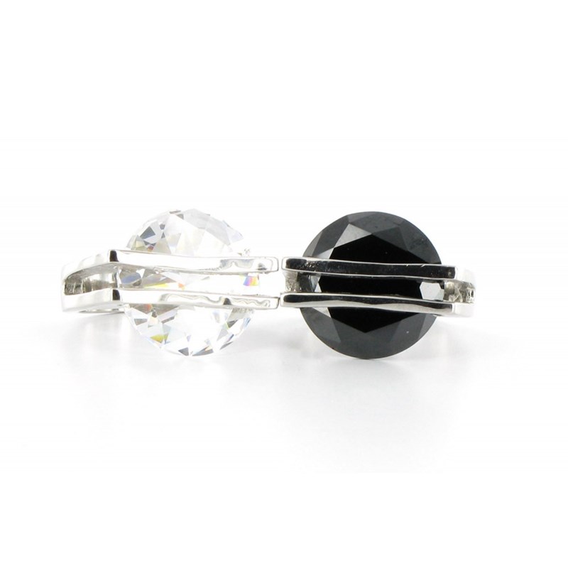 Bague Argent Soucoupe Noire en Zirconium