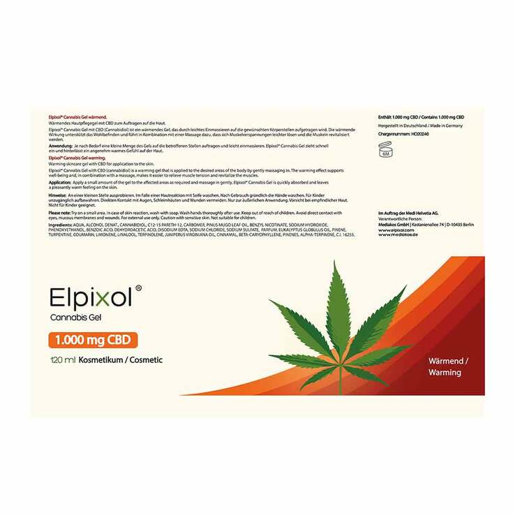 Cannabis Gel 1000 mg Wärme Gel Elpixol, 120 ml