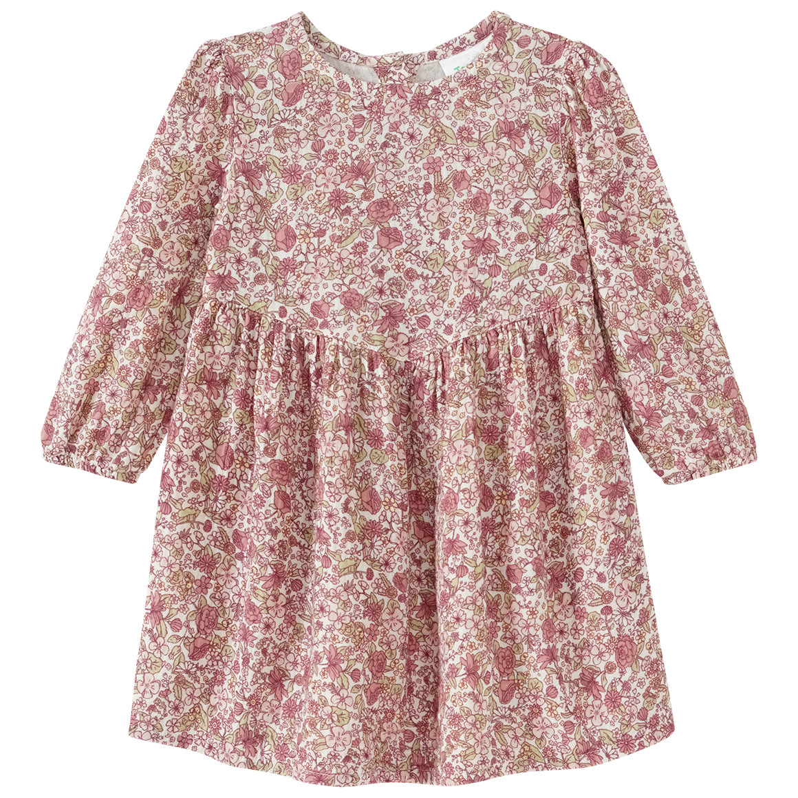 Topomini Pure Collection Baby Musselin-Kleid mit Blümchen hellbeige / dunkelrosa