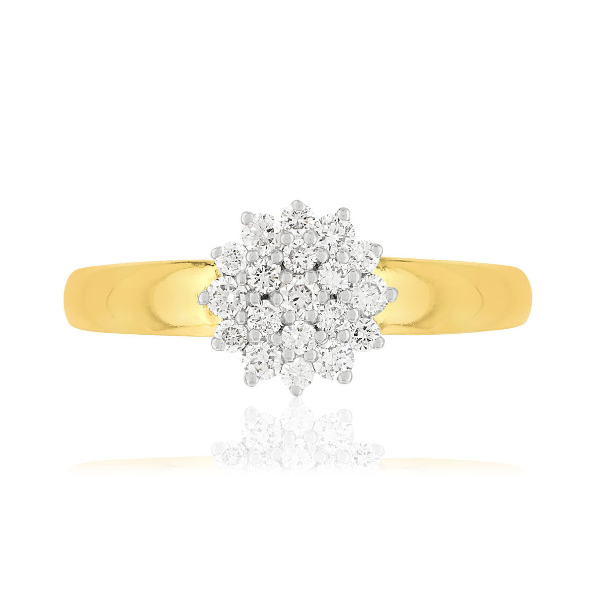 Bague or 750 2 tons diamants synthétiques 0,41 carat