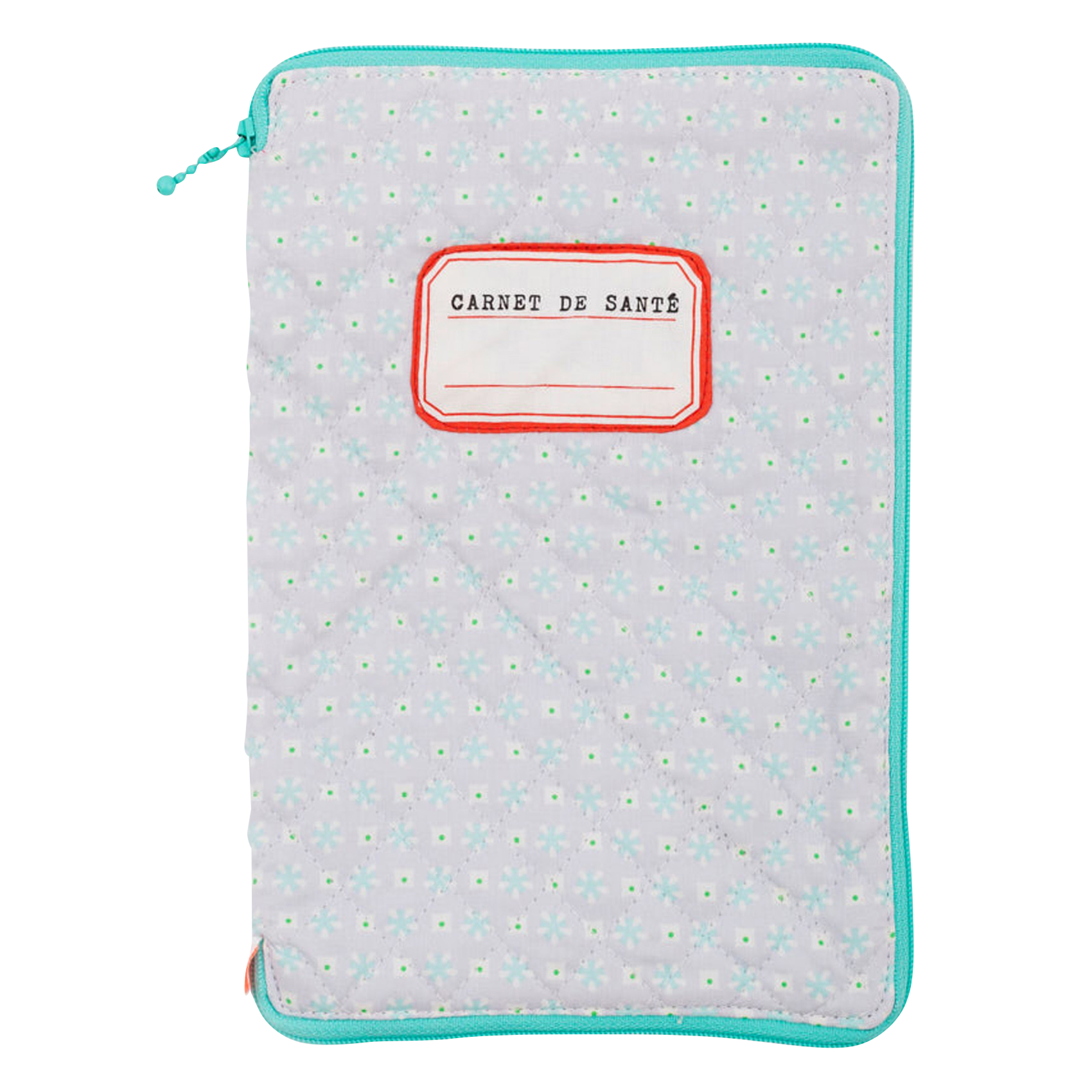Protège carnet de santé imprimé fleuri en coton | Bleu