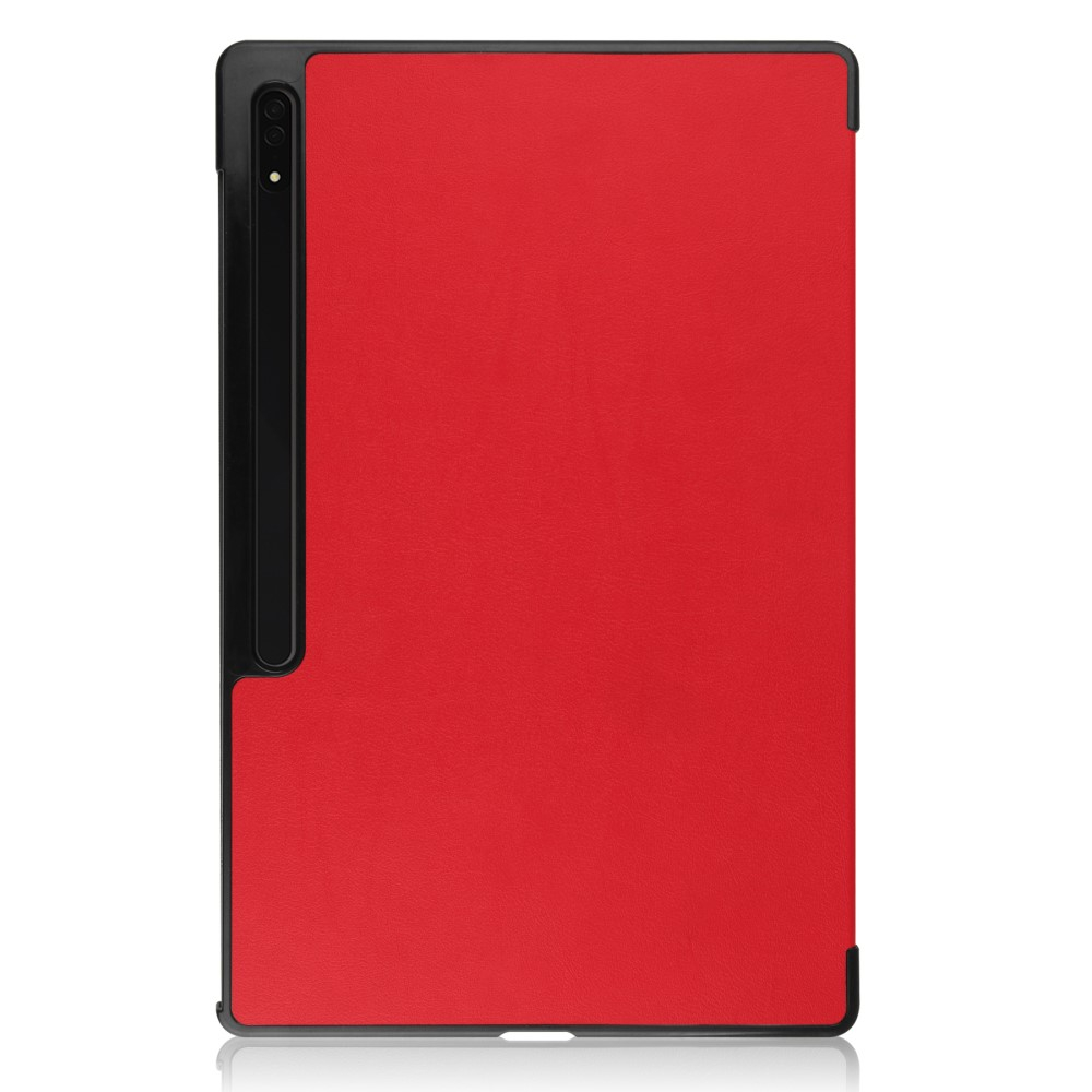 Samsung Galaxy Tab S10 Ultra Flipcase Hülle Ledertasche mit Aufstellfunktion Litchi Look   S-Pen Halterung - Rot