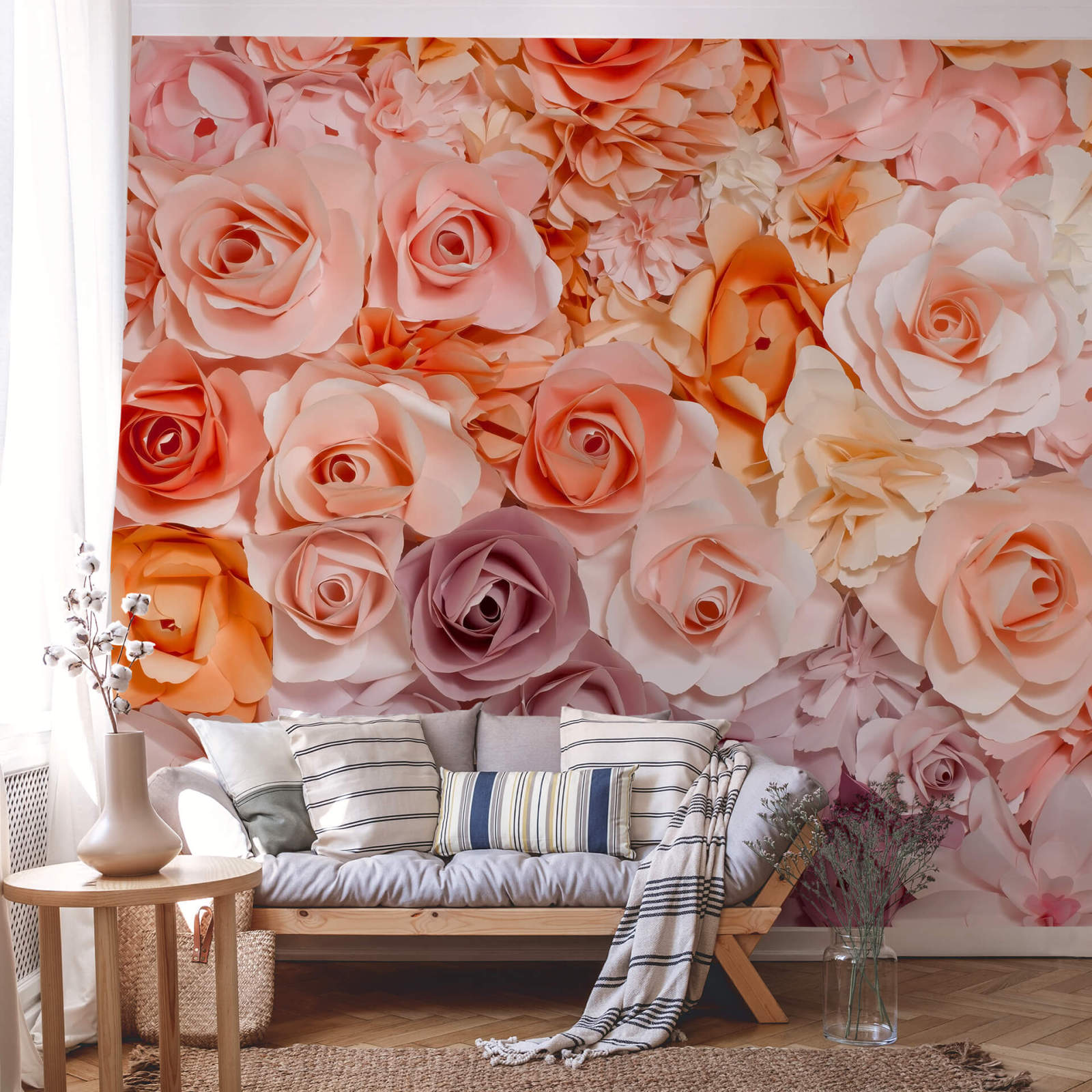 Fototapete DESIGNWALLS 2.0 - rosa-weiß - Rosen - 2,5 Meter