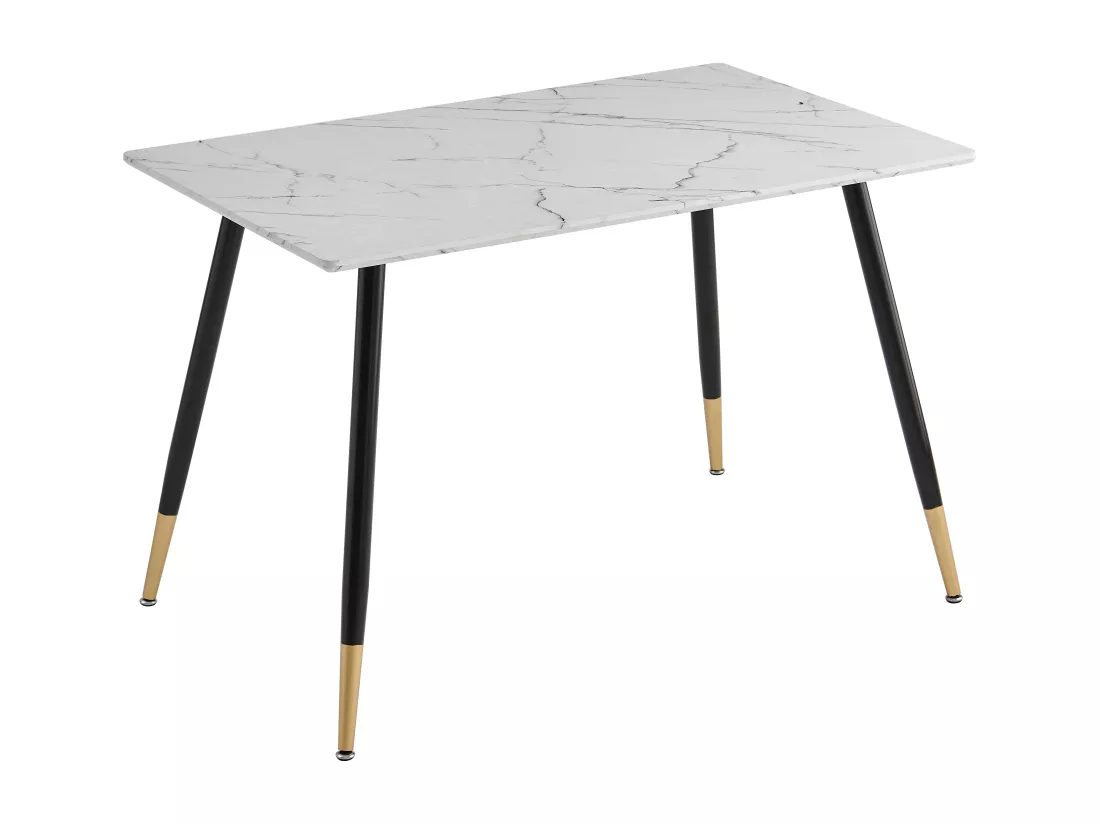 URBAN MEUBLE Table de salle à manger rectangulaire imitation marbre pieds noir et doré 110*70*75CM
