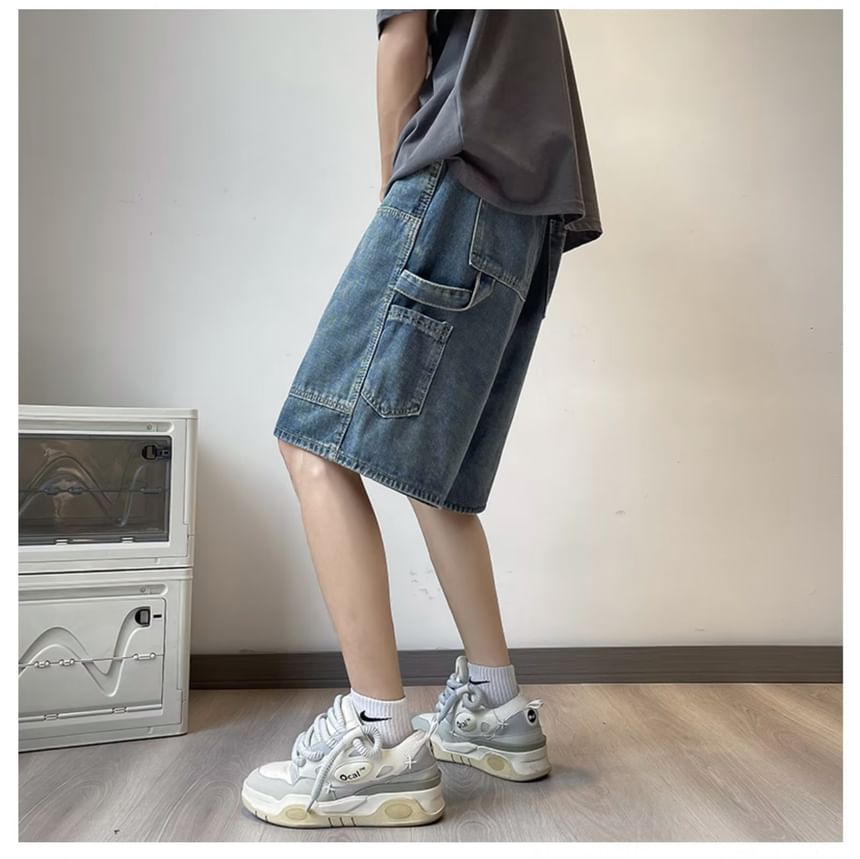 Capbrew - Mid Rise Washed Denim Wijde Broek