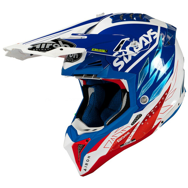 Airoh - Casque Aviator 3 Six Days Blanc / Rouge / Bleu