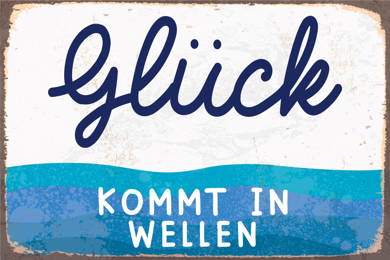 queence Metallbild »Küstenkind« Schriftzüge 1 Stk. tlg. Stahlschilder