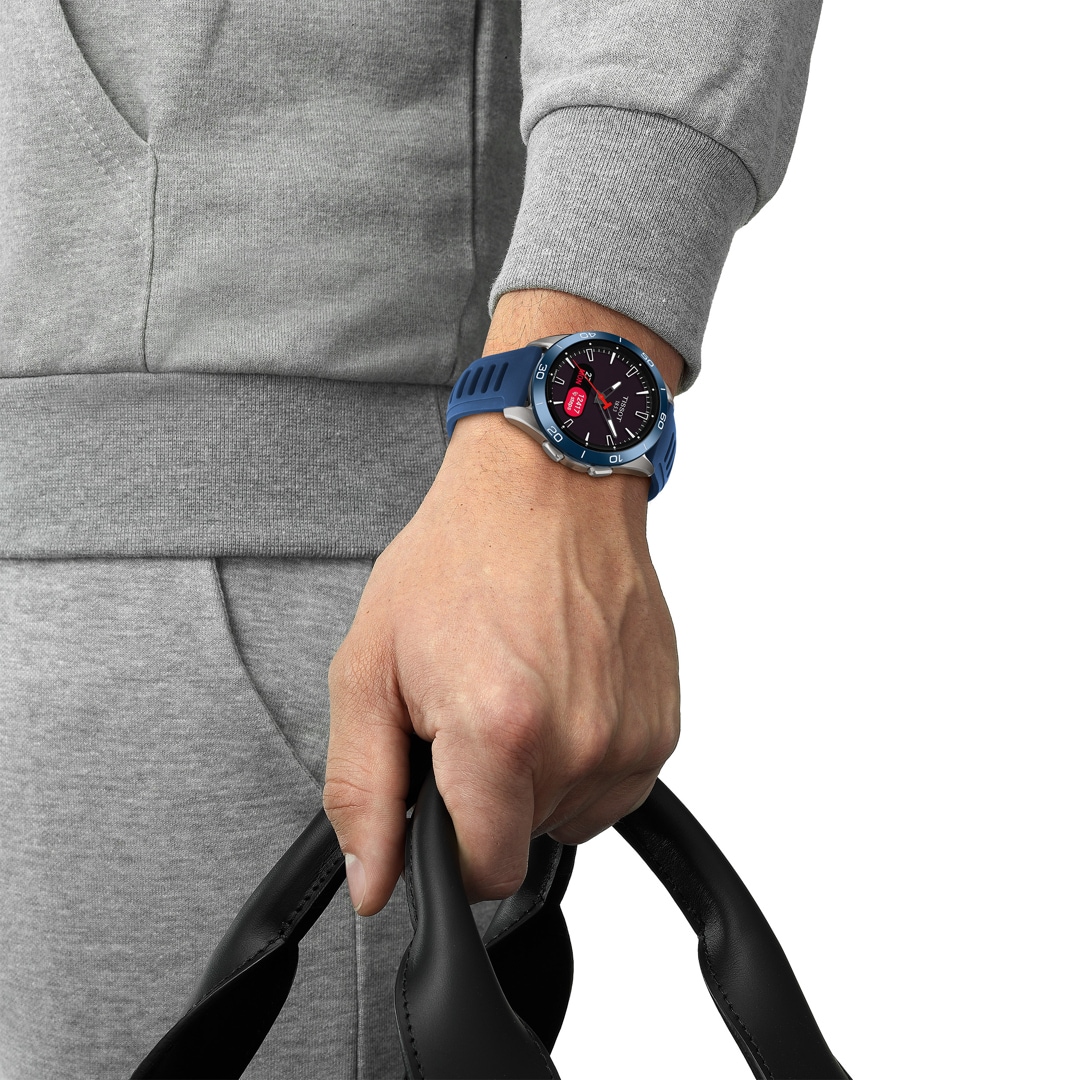 Tissot T-Touch Connect Sport Smartwatch Titan mit blauem Silikonarmband