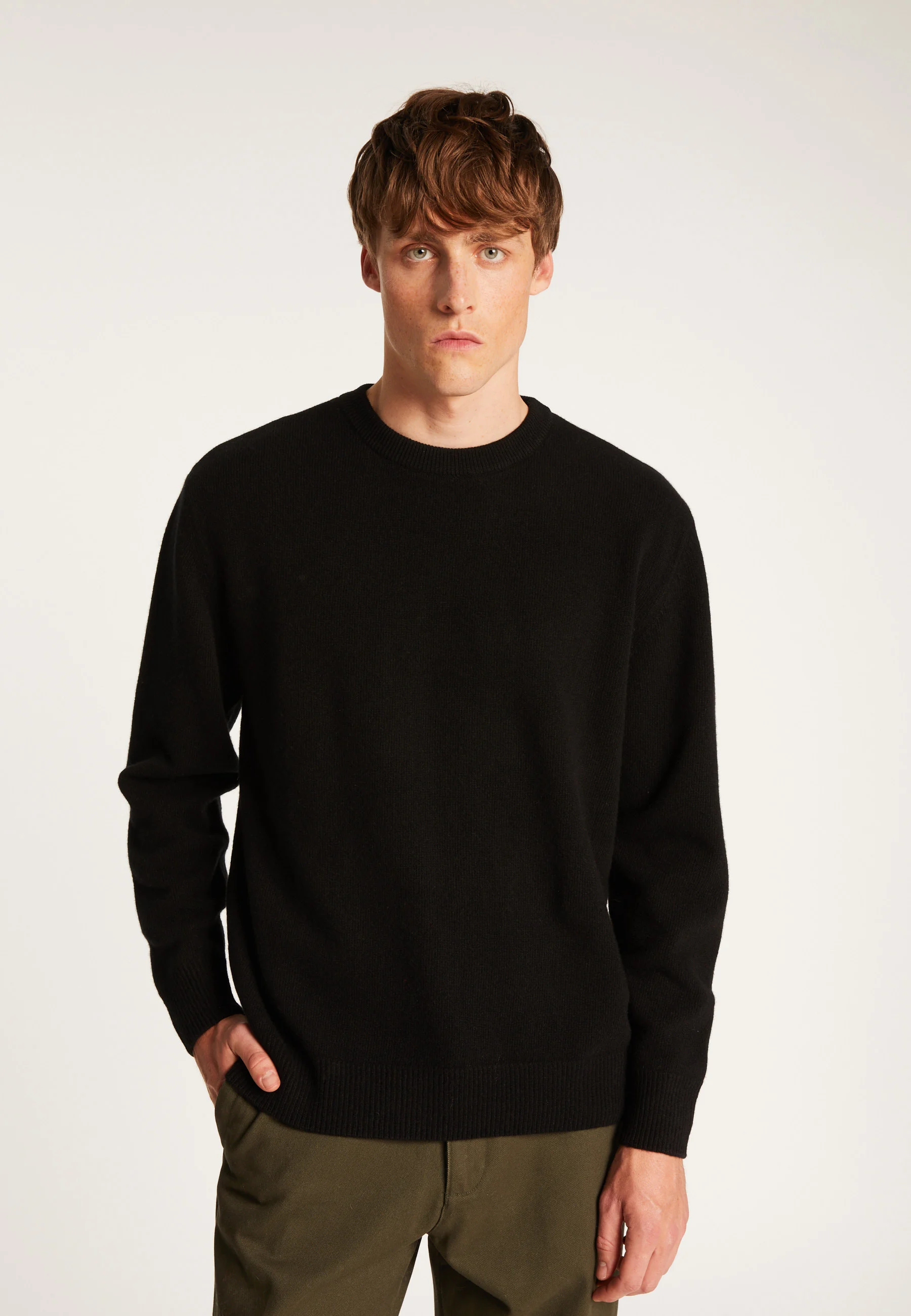 THOMAS - Pull col rond en laine mérinos | Noir