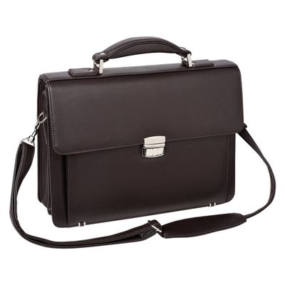 Oberthur Bradford - Cartable rigide 2 compartiments - marron - 29 x 38 x 13 cm