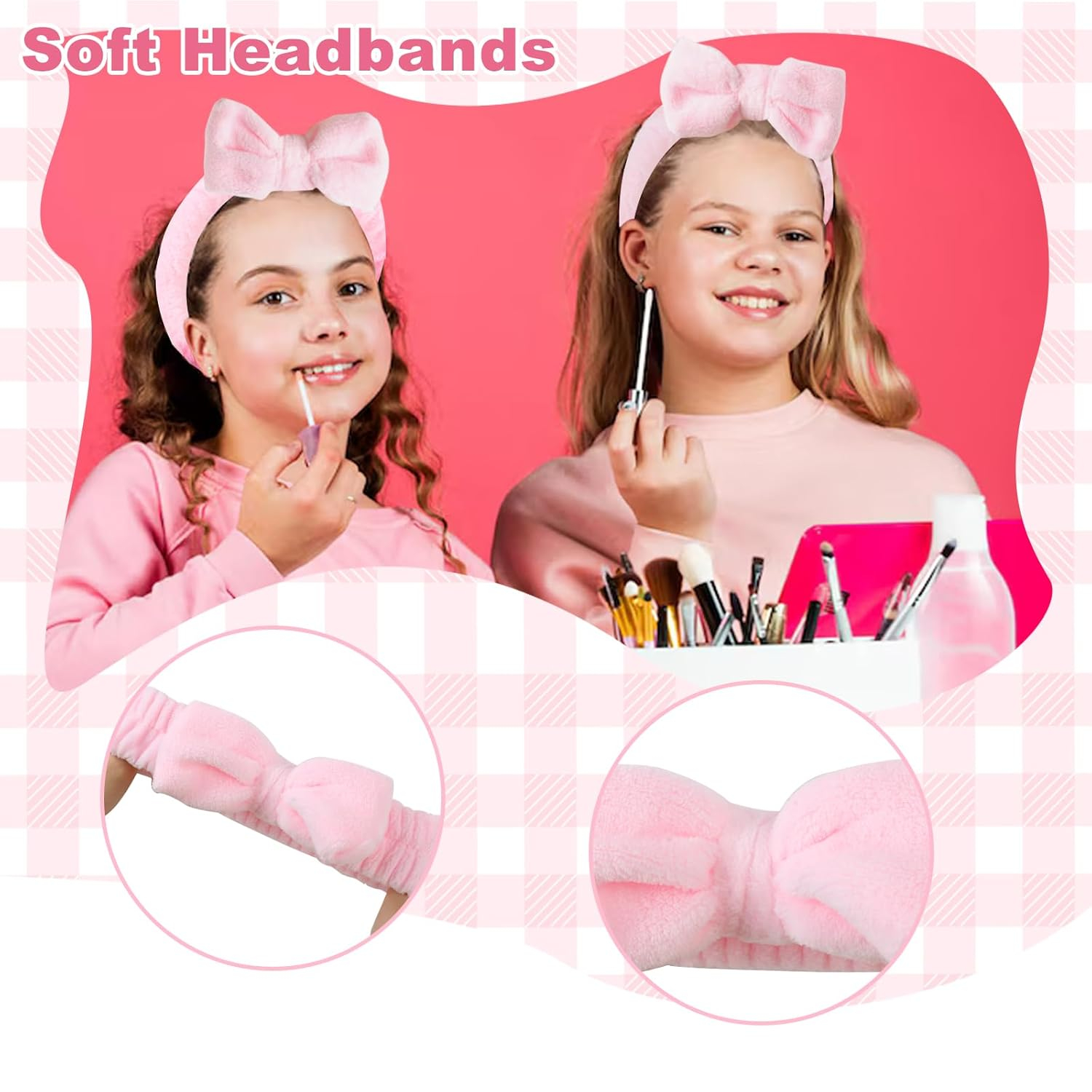(18-tlg. Set) Pyjama Party Spa Übernachtungs Accessoire Augenbinde / Wellness Haarband / Tasche für Bachelorette Junggesellinnenabschied - Pink