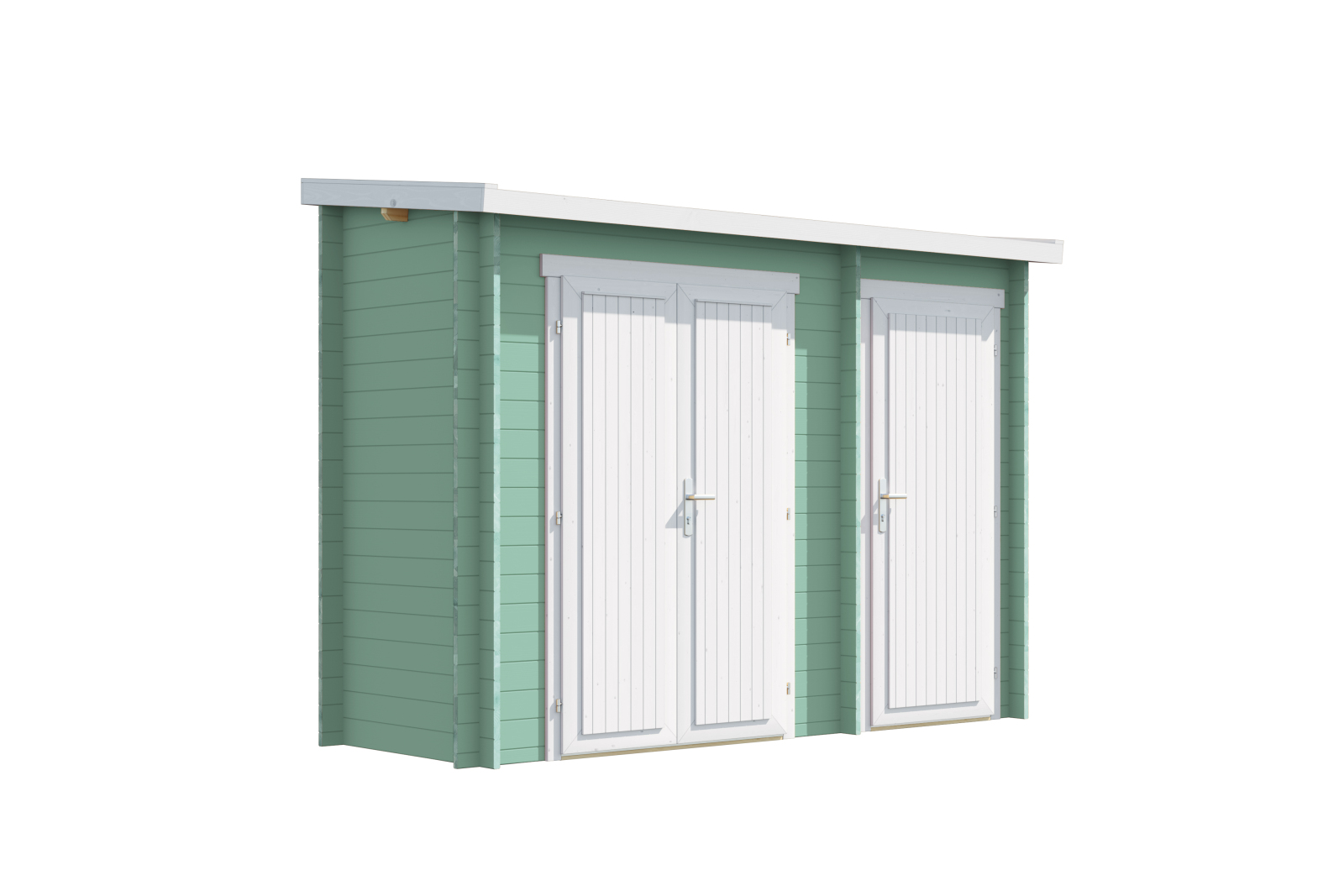 Blockbohlenhaus - gletschergrün - Fichtenholz massiv - 300x105 cm