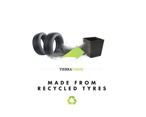 Plantenvaas van gerecycled rubber, 26x26x50 cm, zwart, inclusief zelfbewateringssysteem.