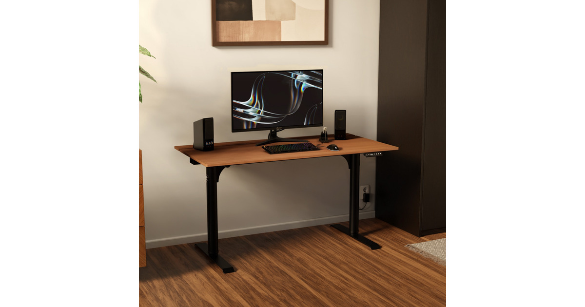 ArozziArena Nordico Sit/Stand Desk - Dark Walnut gaming desk  (Zwart)