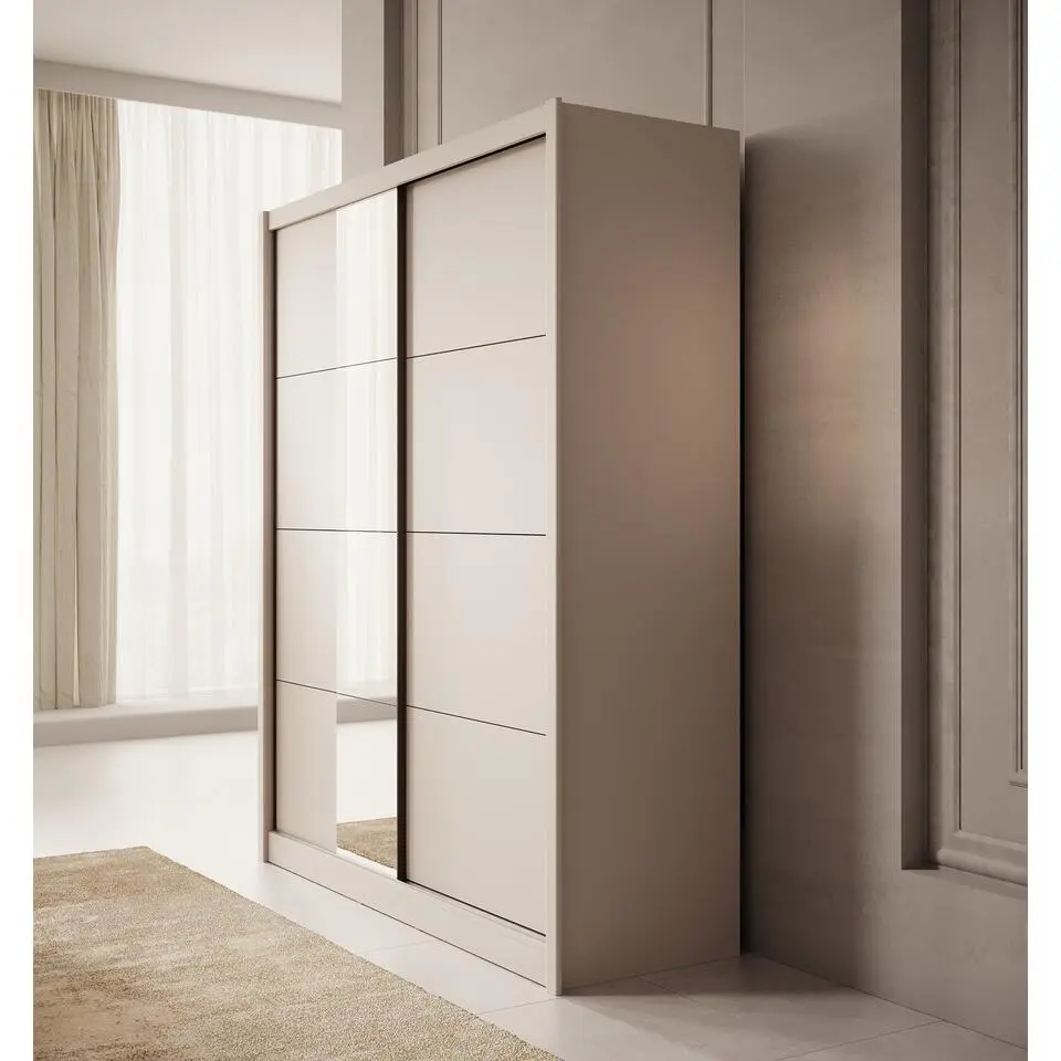 Meubella - Kledingkast Azul - Beige - 180 cm - Met spiegel