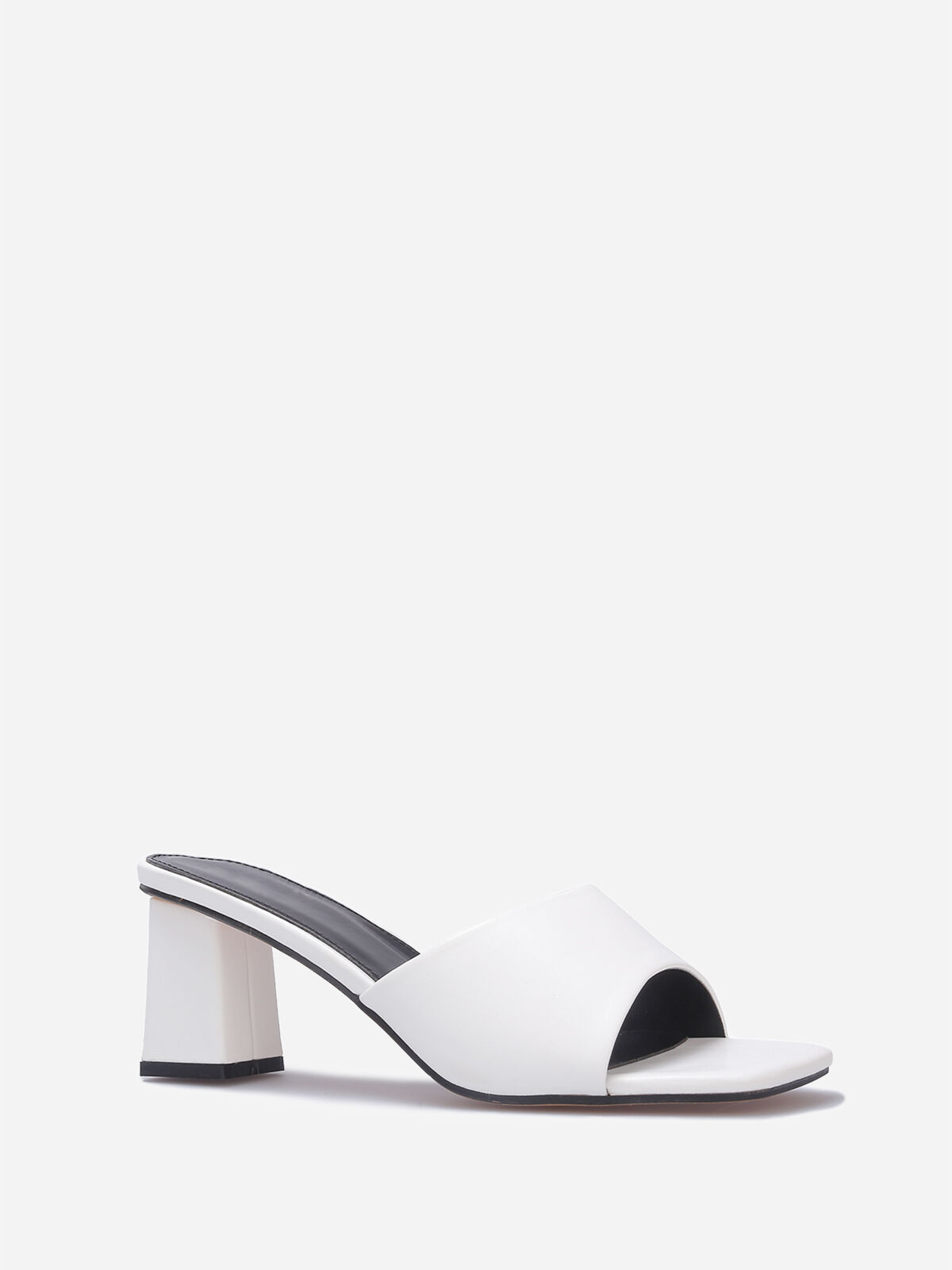 Mules à talon carré- Blanc