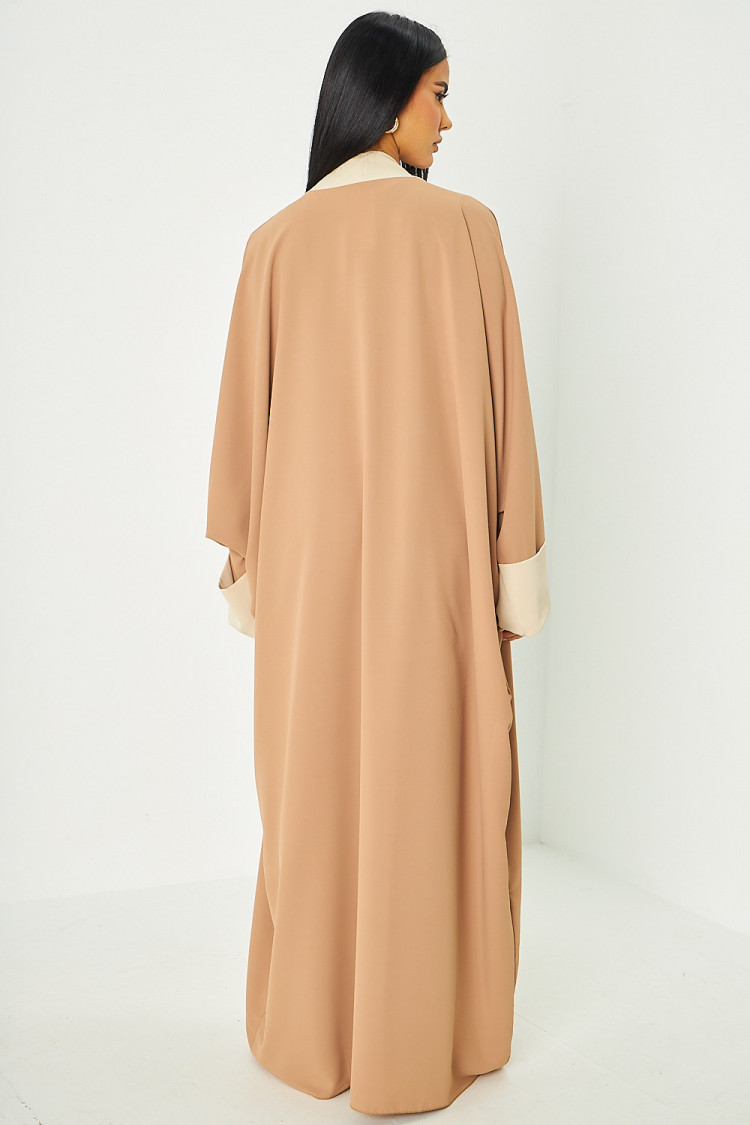 Kimono bicolore à bandes camel