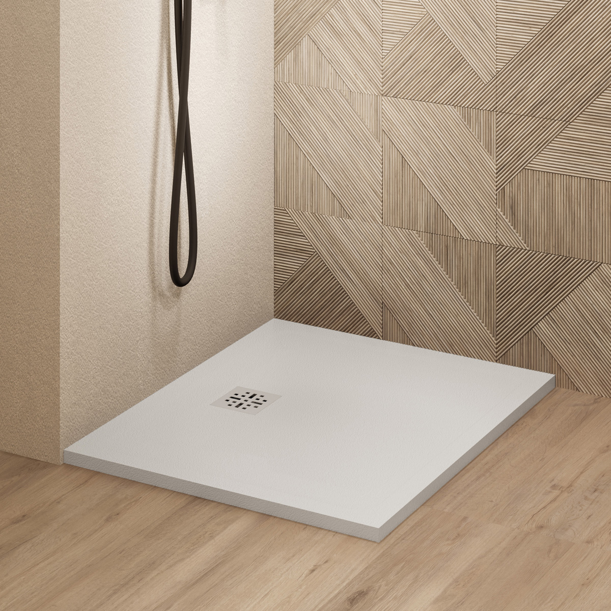 Saniclear Lino douchebak 80x80cm met stone finish wit