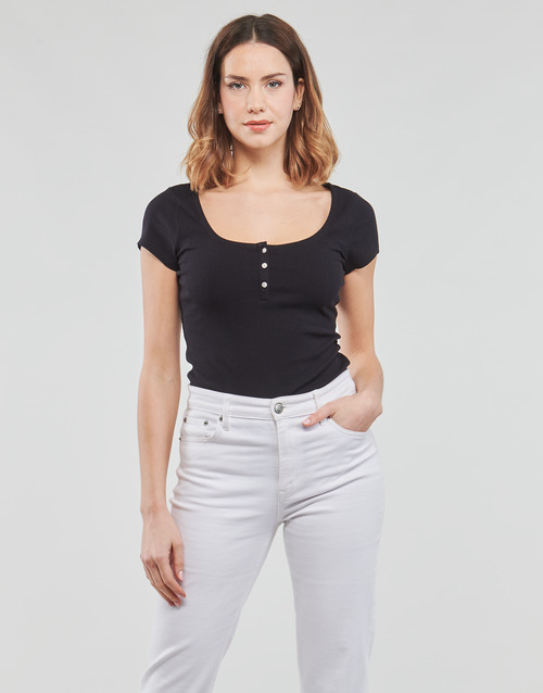 Guess - ES SS KARLEE JEWEL BTN HENLEY - Noir