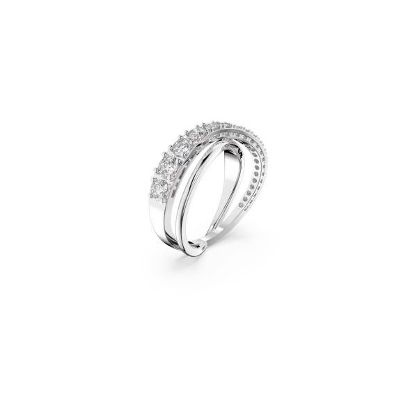 Swarovski Anel Twist Lapidação Redonda Branco Lacado a Ródio 58