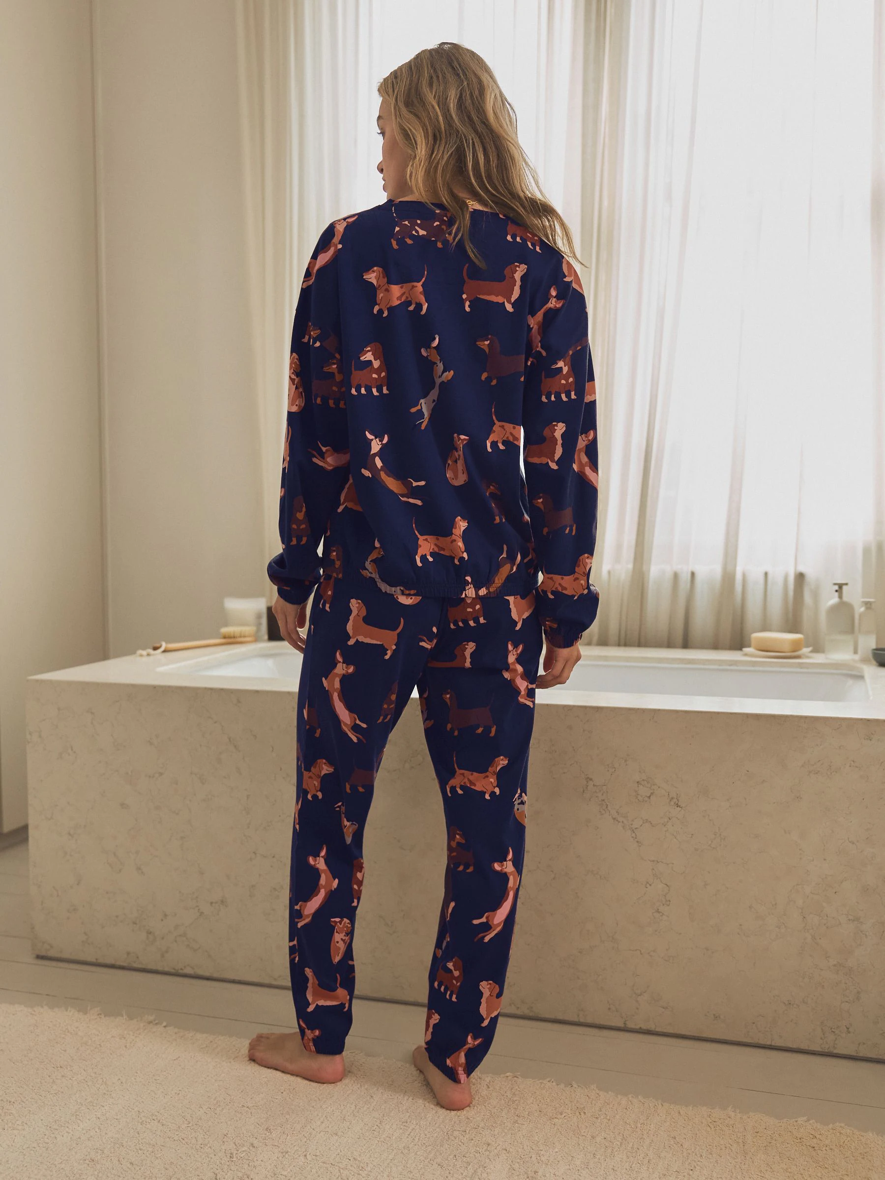 Marineblauw teckel - Pyjama met lange mouwen